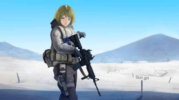 animation of girl with machine gun 4k hd call of duty