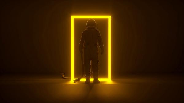 astronaut portal neon frame glow dark 4k hd creative