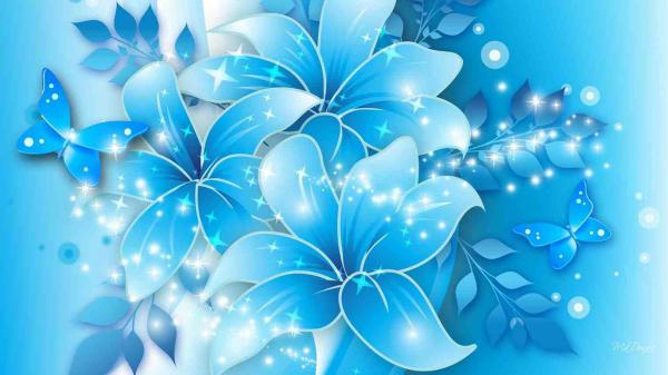 blue flowers with stars hd girly