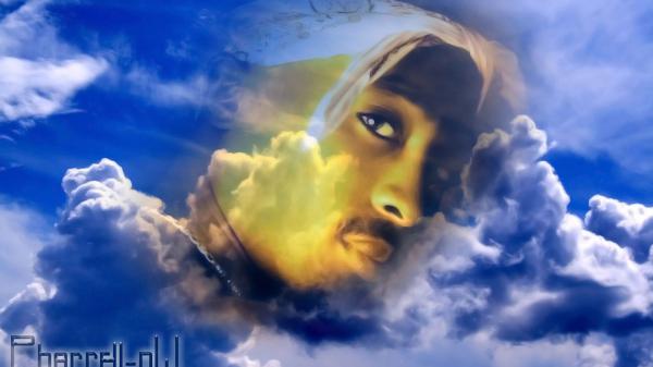 Free 2pac tupac in blue sky background hd music wallpaper download