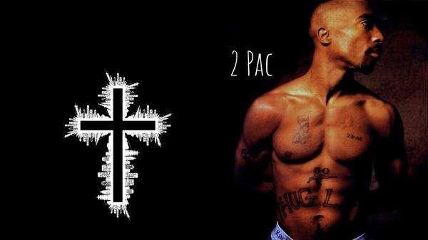 Free 2pac tupac is facing one side beside cross symbol hd music wallpaper download