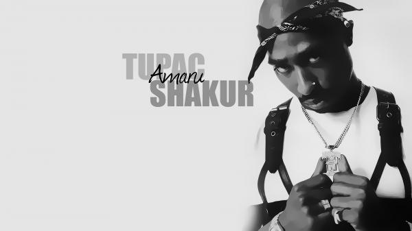 Free 2pac tupac is wearing silver chain in neck and having kerchief in head in white background hd music wallpaper download