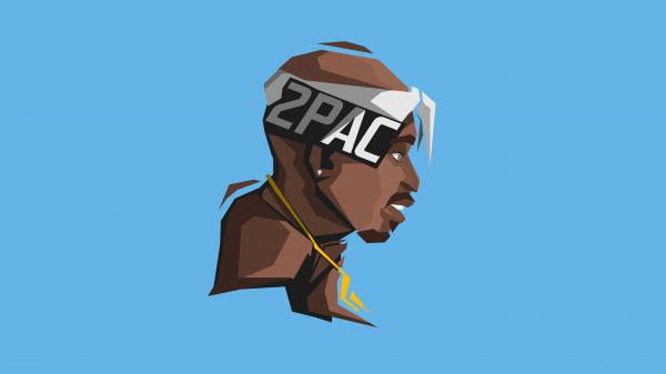 Free 2pac tupac painting in a blue background 4k 8k hd music wallpaper download