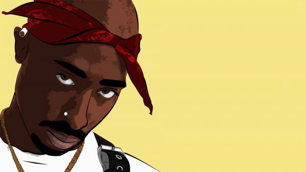 Free 2pac tupac painting in yellow background hd music wallpaper download