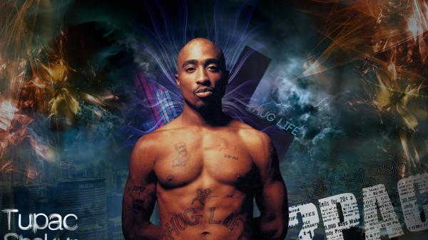 Free 2pac tupac with tattoos on body in colorful background hd music wallpaper download