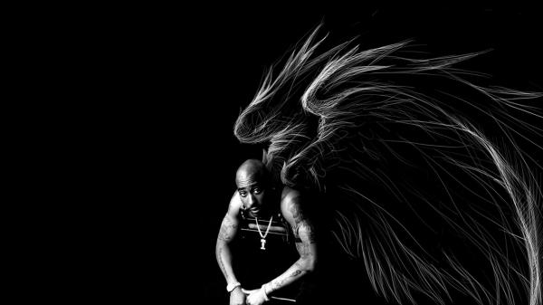 Free 2pac tupac with wings in black background hd music wallpaper download