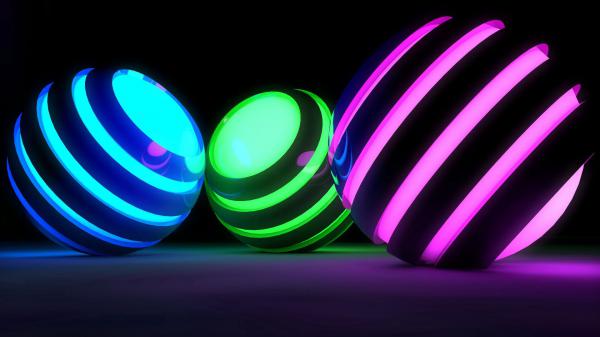 Free 3d balls bands glow bright hd wallpaper download