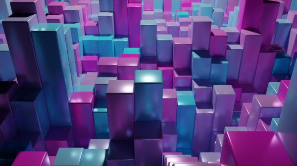 Free 3d blue pink rectangle hd abstract wallpaper download