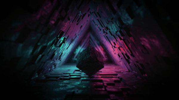 Free 3d cube figure dark tunnel backlight wallpaper background 4k hd wallpaper download