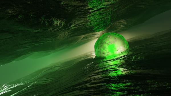 Free 3d green sphere water hd abstract wallpaper download