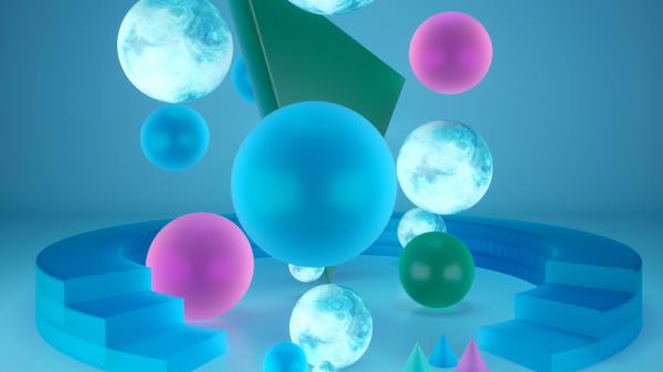 Free 3d shapes blue purple geometric balls hd abstract wallpaper download