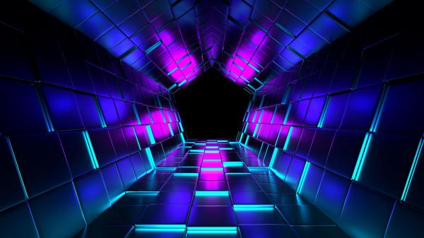 Free 3d uendering tunnel purple wallpaper background 4k hd wallpaper download