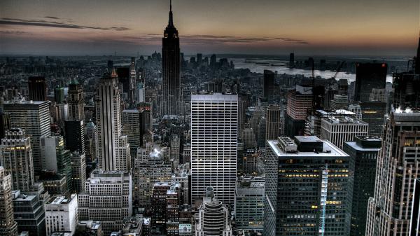 Free aerial view of black and white photo of buildings hd new york wallpaper download