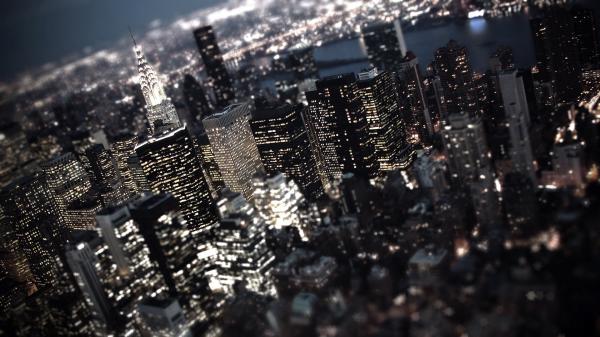 Free aerial view of cityscape with lighting high rising buildings hd new york wallpaper download