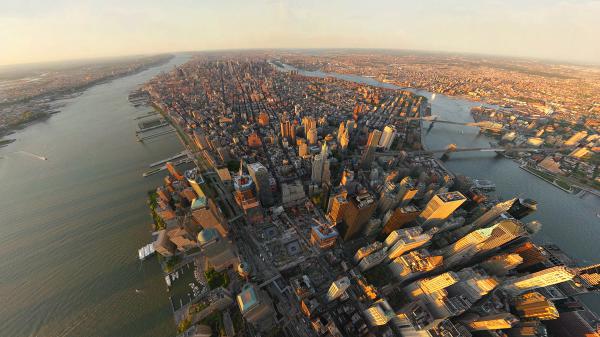 Free aerial view of high rising buildings and river of new york city hd new york wallpaper download