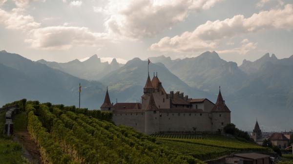 Free aigle alps castle mountain switzerland vineyard hd travel wallpaper download