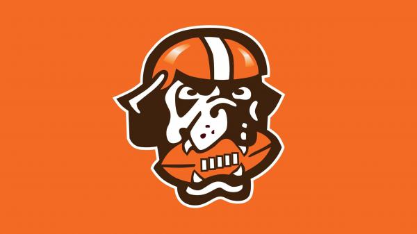 Free american football cleveland browns dog with helmet with orange background hd cleveland browns wallpaper download