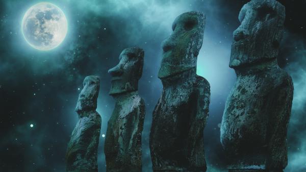 Free ancient statues moon 4k 8k wallpaper download