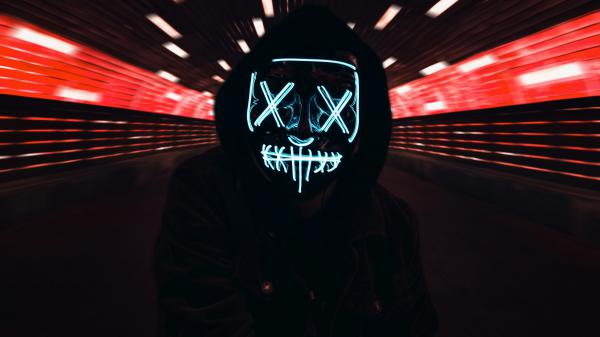 Free anonymous led mask 4k wallpaper download