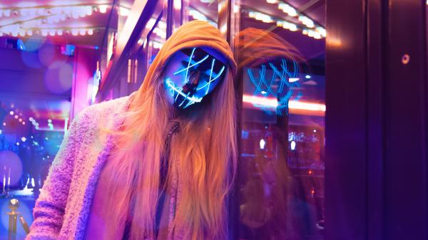 Free anonymous led mask girl 4k wallpaper download