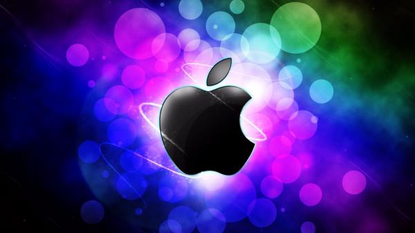 Free apple in colorful round background technology hd macbook wallpaper download