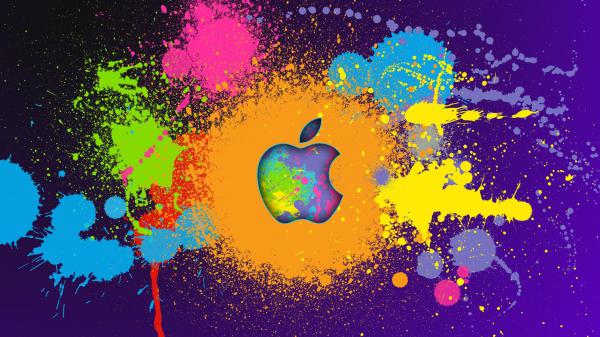 Free apple in painting splash background technology hd macbook wallpaper download