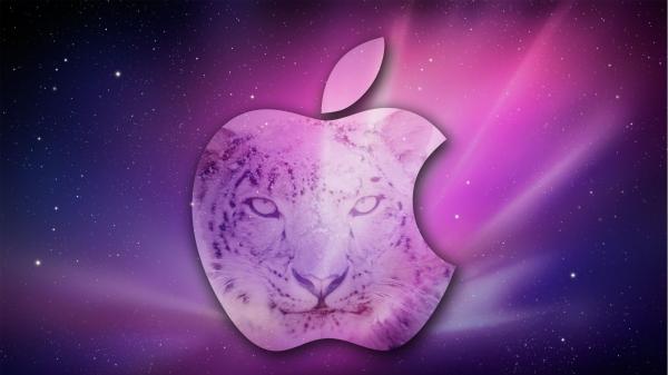 Free apple with lion face in purple background hd macbook wallpaper download