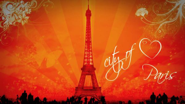 Free artistic orange paris eiffel tower hd travel wallpaper download