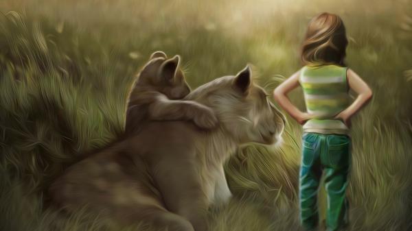 Free artistic picture of lion and child 4k hd lion wallpaper download