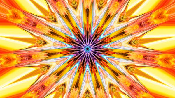 Free artistic yellow and orange colors digital art kaleidoscope hd abstract wallpaper download