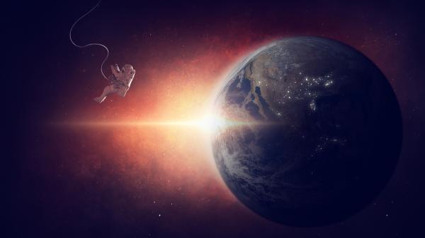 Free astronaut in orbit 5k wallpaper download