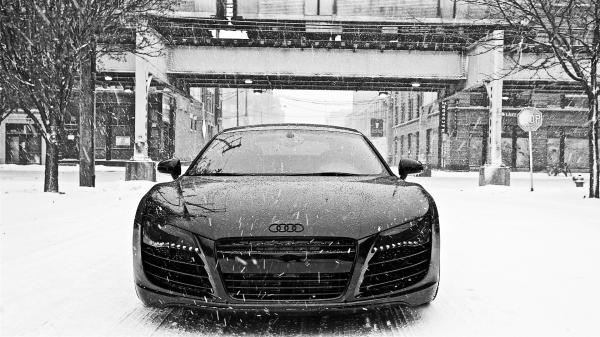 Free audi r8 in snow wallpaper download