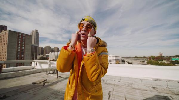 Free bad bunny aesthetic on top of building wearing yellow dress hd music wallpaper download