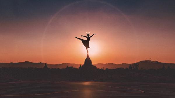 Free ballet dancer sunset 4k wallpaper download