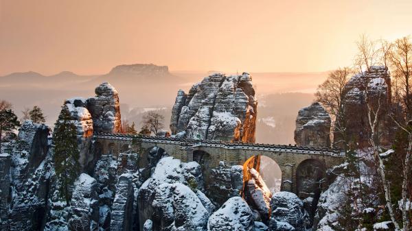 Free bastei bridge elbe sandstone mountains germany saxony 4k 5k hd travel wallpaper download