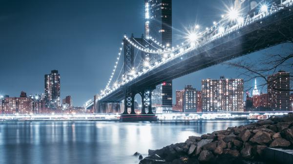 Free bay bridge night 4k wallpaper download