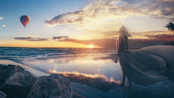 Free beach fantasy girl wallpaper download