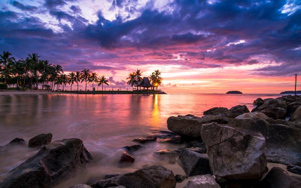 free beach resort sunset wallpaper download