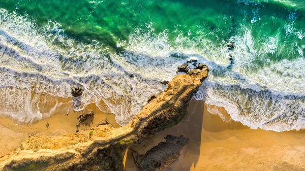 free beach rocks drone view 4k 5k wallpaper download