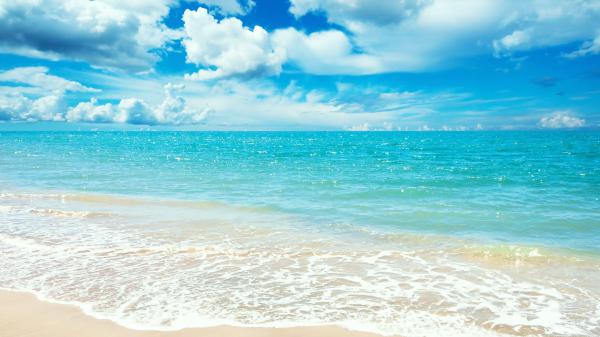 free beautiful blue beach under cloudy blue sky 4k hd beach wallpaper download