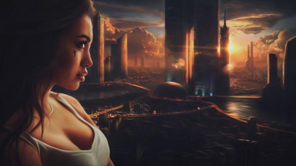 Free beautiful sci fi girl wallpaper download