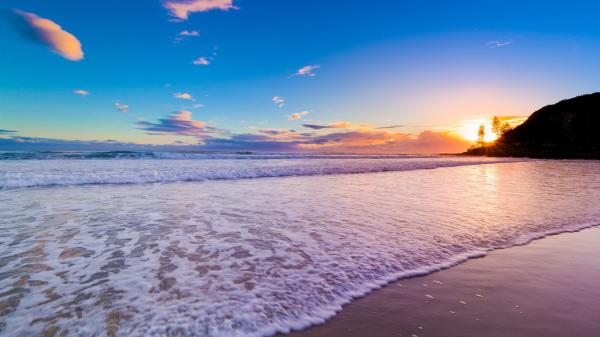 free beautiful waves during sunset hd beach wallpaper download