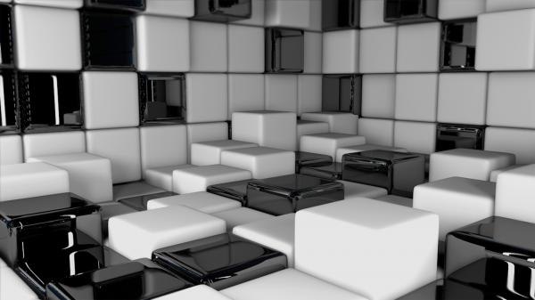 Free black and white artistic cube hd abstract wallpaper download