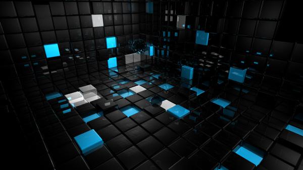 Free black blue 3d cubes hd abstract wallpaper download