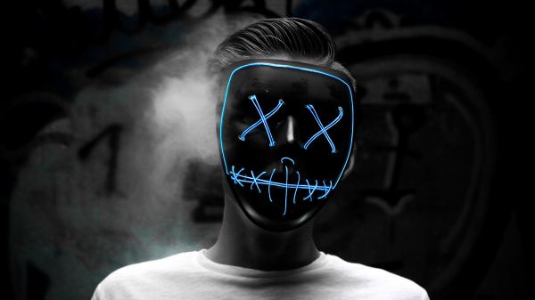 Free black mask 5k wallpaper download