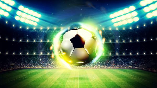 Free black white football in colorful stadium background hd football wallpaper download