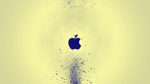 Free blue apple in yellow background hd macbook wallpaper download