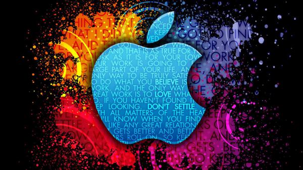Free blue apple with words technology hd macbook wallpaper download