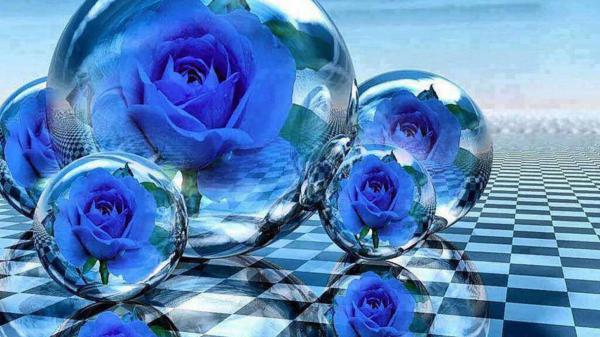 Free blue bubbles flowers hd abstract wallpaper download