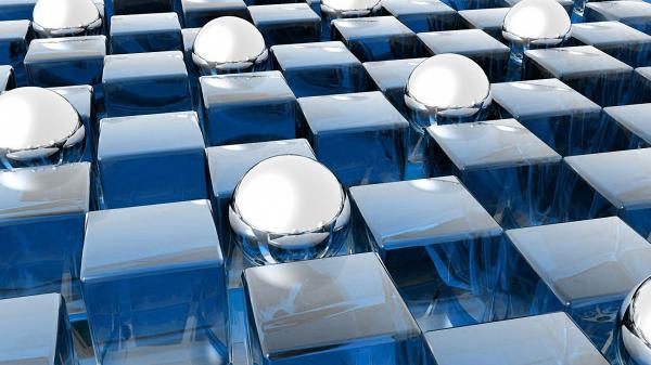 Free blue digital 3d cubes and balls hd abstract wallpaper download